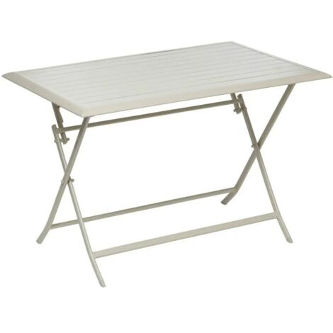 [JAMAIS UTILISE] Table de Jardin Pliante 4 Personnes HESPÉRIDE Azua en Aluminium 110x71cm Argile - 196858