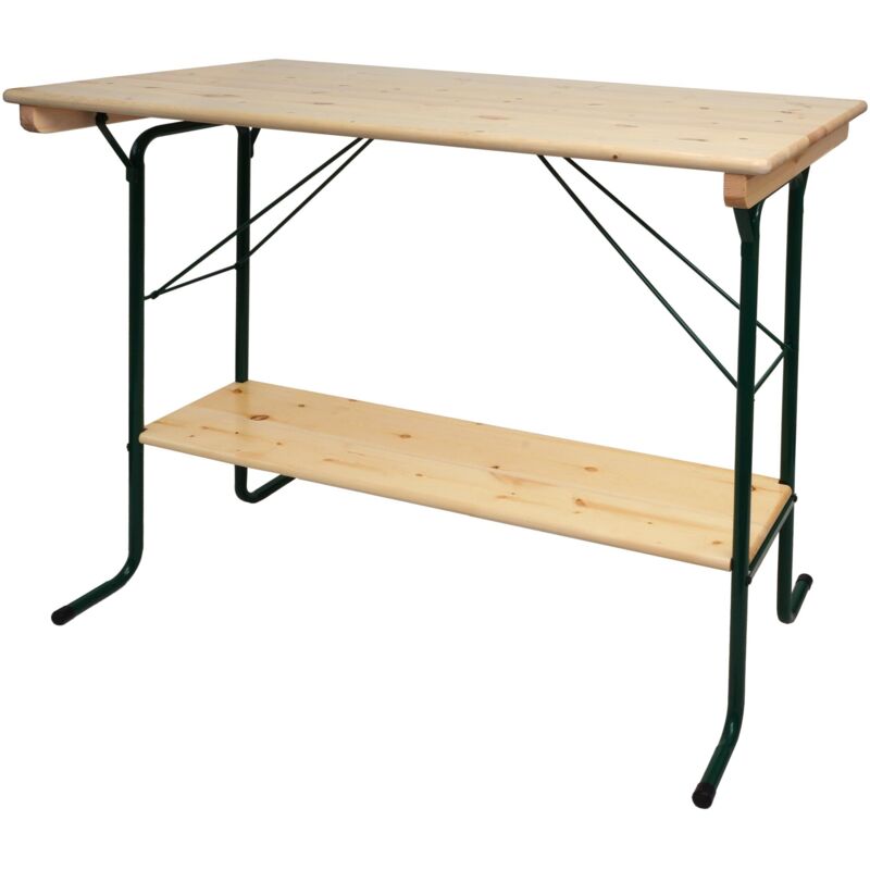 Jamais utilisé] Table haute HHG 486, table de brasserie table de tente de bière table de camping, pliable métal pin bois 110x125x70cm mvg