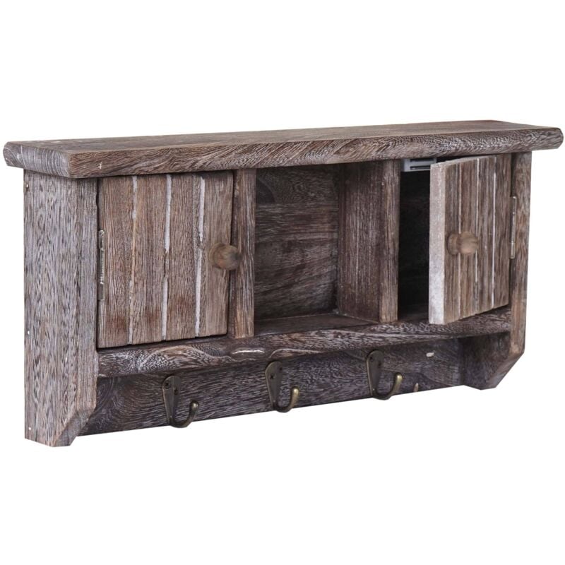 HHG - jamais utilisé] Tableau des clés 461, armoire à cléfs avec des portes, style shabby chic, marron