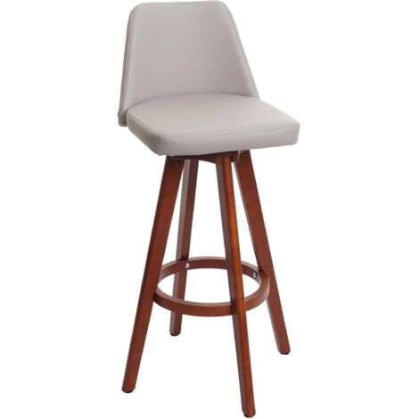 [JAMAIS UTILISÉ] Tabouret de bar HHG-569, chaise de bar tabouret de comptoir, bois similicuir pivotant, taupe
