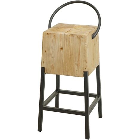 [JAMAIS UTILISÉ] Tabouret de bar HHG-602, chaise de bar tabouret de comptoir, métal industriel bois massif certifié MVG, naturel