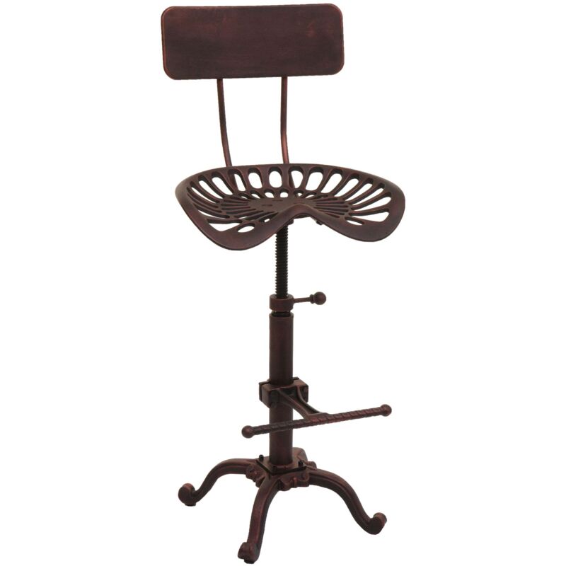 Jamais utilisé] Tabouret de bar HHG 974, tabouret de comptoir, réglable en hauteur, pivotant, repose-pieds, métal industriel, couleur cuivre