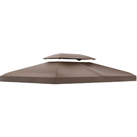 [JAMAIS UTILISÉ] Toile de Rechange pour Pavillon Tonnelle Tente Polyester Haute Densité Imperméabilisé 180 g/m² 3 x 4 m Chocolat