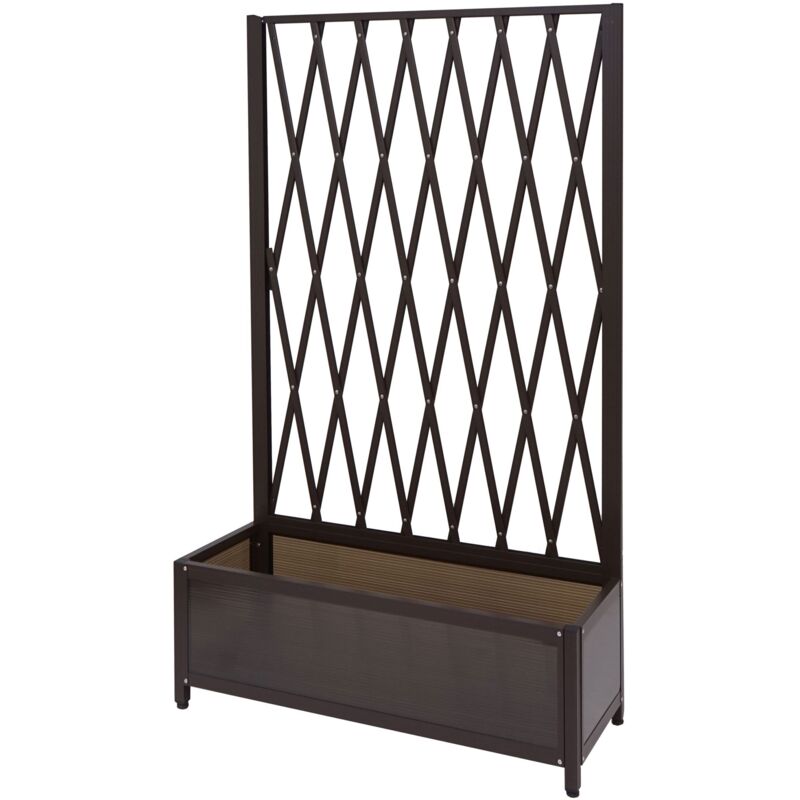 Jamais utilisé] Treillis HHG 981, Barrière extensible, Jardinière pour plantes grimpantes, alu et acier,152x90x35 cm brun