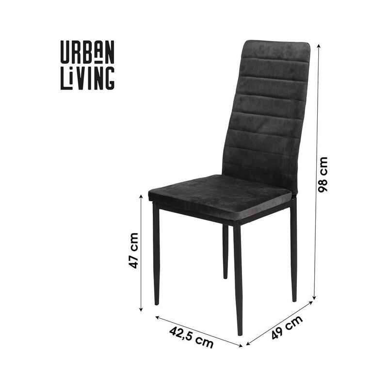[jamais utilise] urban living jack chairs - lot de 6 chaises de salle à manger anthracite - chaise de salle à manger avec dossier haut - chaise x 6