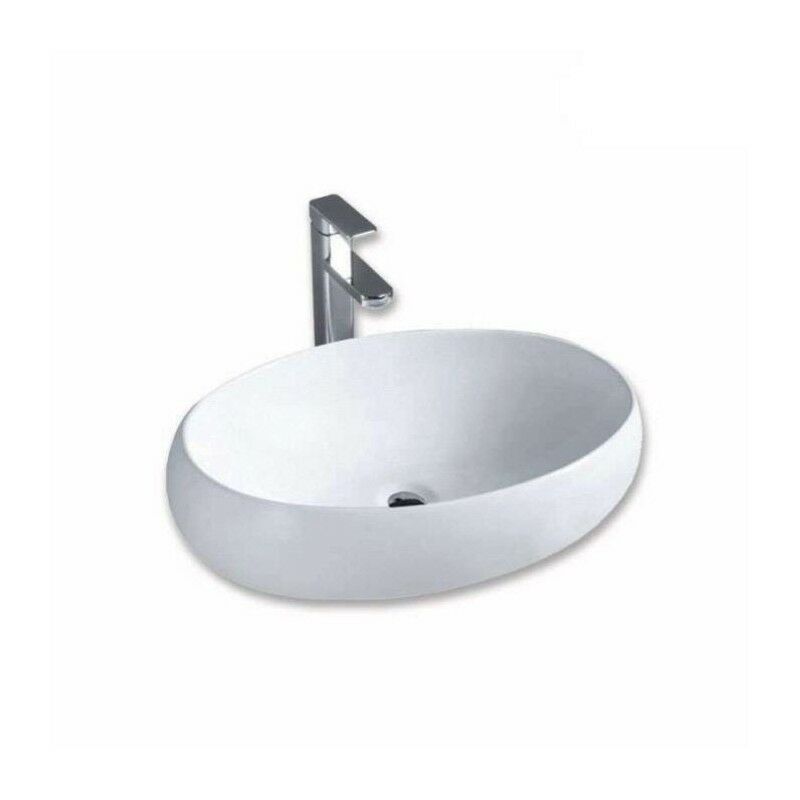 Piezzi - Vasque à Poser Céramique Canoe Ovale Blanc - VA-CE-174