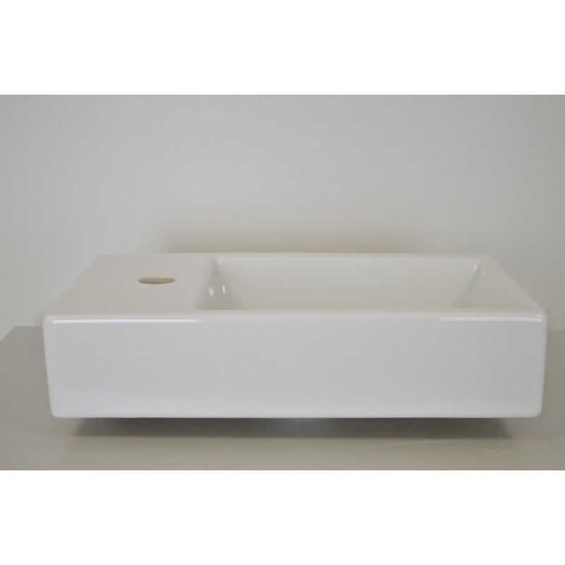 Sans Marque - Vasque Lavabo Lave-Mains Céramique a Suspendre Rectangle Blanc 45x25.5x13cm