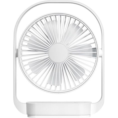 [JAMAIS UTILISÉ] Ventilateur de bureau USB 2000 mAh rechargeable, 4 vitesses, avec éclairage LED,blanc
