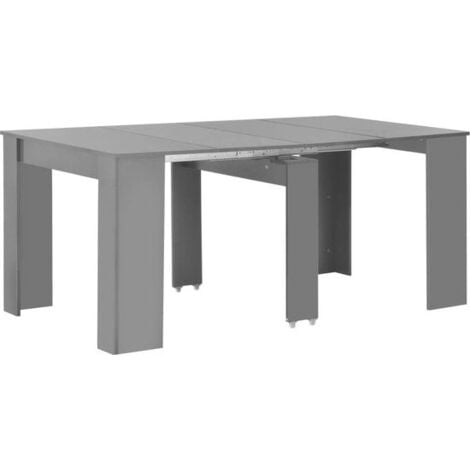 [JAMAIS UTILISE] vidaXL vidaXL - Table de salle à manger - extensible - 175x90x75 - cm - haute brillance - gris