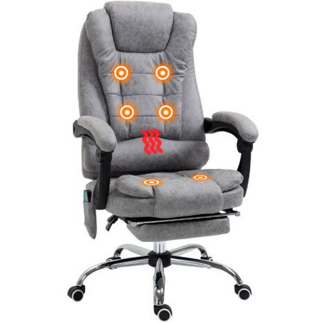 [JAMAIS UTILISÉ] Vinsetto - fauteuil de bureau - Tissu microfibre - 65x70x119cm - Gris clair