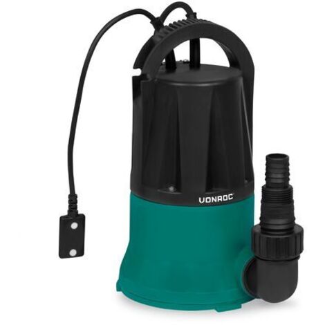 [JAMAIS UTILISÉ] VONROC Pompa sommersa 400W – 6000 l/h per acque pulite. Ad aspirazione piatta 1mm con interruttore a sensore
