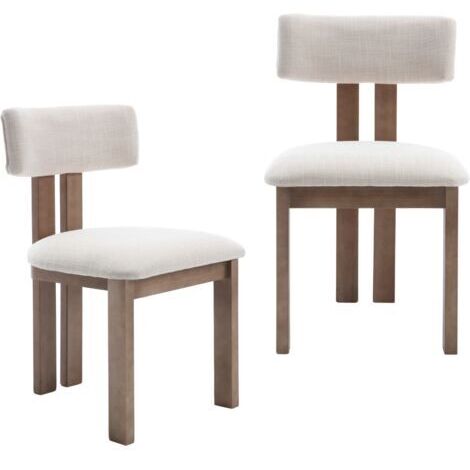 [JAMAIS UTILISÉ] Wahson Sillas de Comedor Juego de 2, Lino Sillas de Cocina con Estructura de Madera, Retro Sillas para Salón Restaurante, Beige