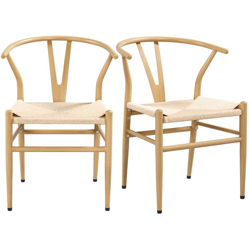 Yaheetech - jamais utilisé] Lot de 2 Chaises de Salle à Manger Vintage Chaises Tressée de Cuisine avec Coussin de Siège en Corde de Papier Chaises de