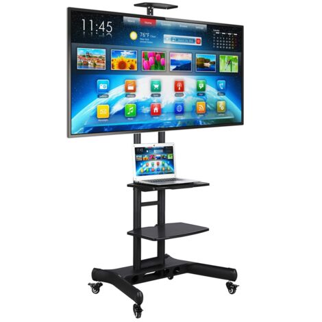 [JAMAIS UTILISÉ] Yaheetech Support TV sur Pied Meuble TV Pied Universel Mobile avec 3 Etagères, Support à 2 Barre, Hauteur Réglable pour 32 à 75 Pouce écrans/LCD/LED/Plasma Max VESA 600x400 mm