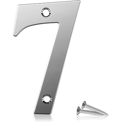 [JAMAIS UTILISÉ]1 Pcs 75mm Hauteur (3 Inch) Numéro de porte chromé boulonné 7 Numéro de maison en acier inoxydable 304, Convient pour les portes avant, en bois, composites, UPVC