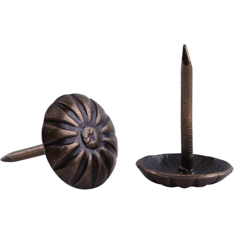 [NUNCA USADO] 1 bolsa de 100 clavos decorativos antiguos retro de hierro color bronce antiguo para decoración de sofás, tapicería y muebles - INHHUB
