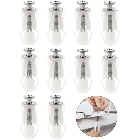 [JAMAIS UTILISÉ]10 Piece Toilet Seat Hinges Kit - Stainless Steel Toilet Seat Fixing Screws - Expansion Screws for Toilet Lid for Toilet Seat Replacement Kits (White)