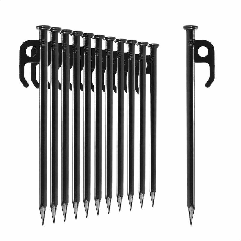 Dpzo - jamais UTILISÉ]12x piquets de Tente en Acier - piquets Longs et Robustes pour Le Camping et l'extérieur - idéal pour Les sols normaux et durs