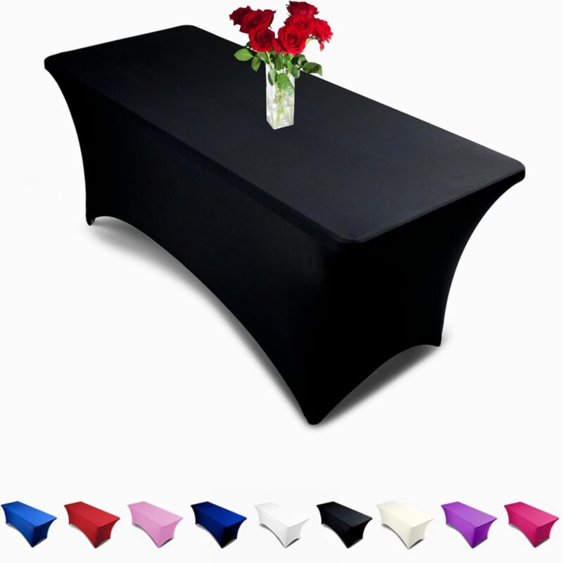 Largeight - jamais UTILISÉ]1,8 m rectangulaire Stretch Nappe – Spandex Ajustement serré Table Cover-DJ fournisseurs, Les Salons, Noir