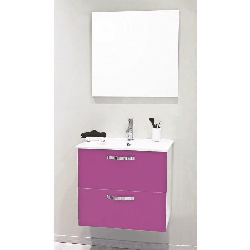 2 Façades de tiroir mixy - pour meuble de salle de bain - 60cm - Aubergine - Laqué