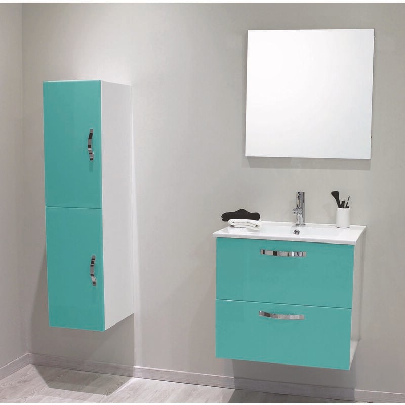 2 Façades de tiroir mixy - pour meuble de salle de bain - 60cm - Vert d'eau - Laqué