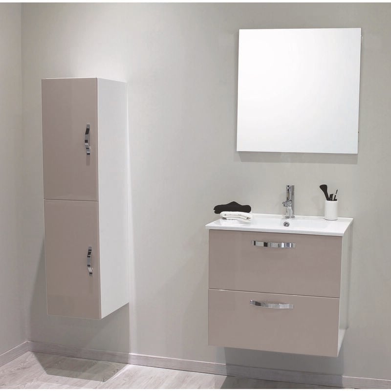 2 Façades de tiroir mixy - pour meuble de salle de bain - 80cm - Sable - Laqué