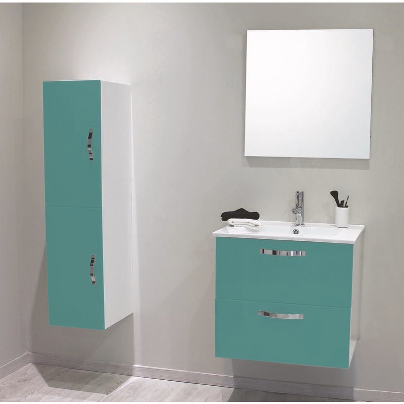 2 Façades de tiroir mixy - pour meuble de salle de bain - 80cm - Vert d'eau - Laqué