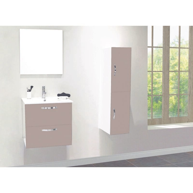 2 Façades de porte mixy - pour colonne de salle de bain - 30cm - Sable - Laqué - Livré en kit