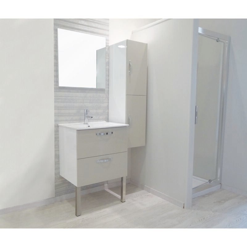 Caisson de colonne de salle de bain mixy - 30cm - Blanc - Mélaminé - Livré en kit