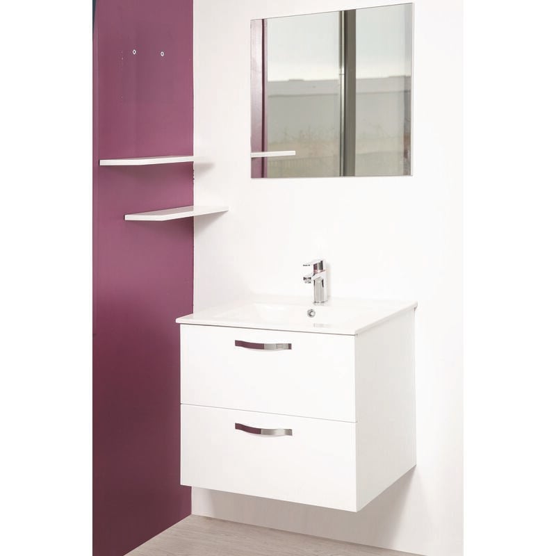 2 Façades de tiroir mixy - pour meuble de salle de bain - 80cm - Blanc - Laqué