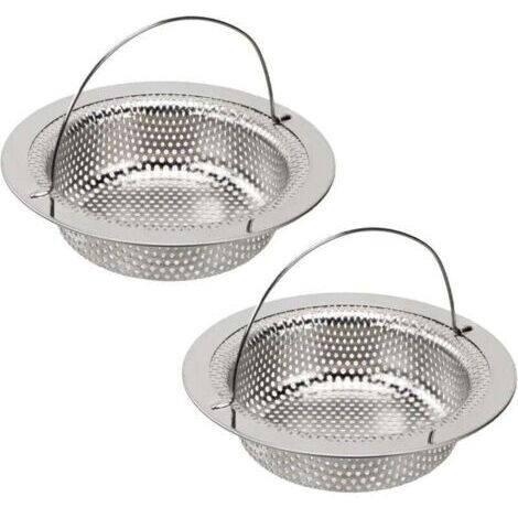 [JAMAIS UTILISÉ]2 filtre evier cuisine, Grille evier cuisine avec poignée de transport, Acier inoxydable bonde evier cuisine, Protection contre le blocage, Diamètre extérieur 11cm, diamètre intérieur 