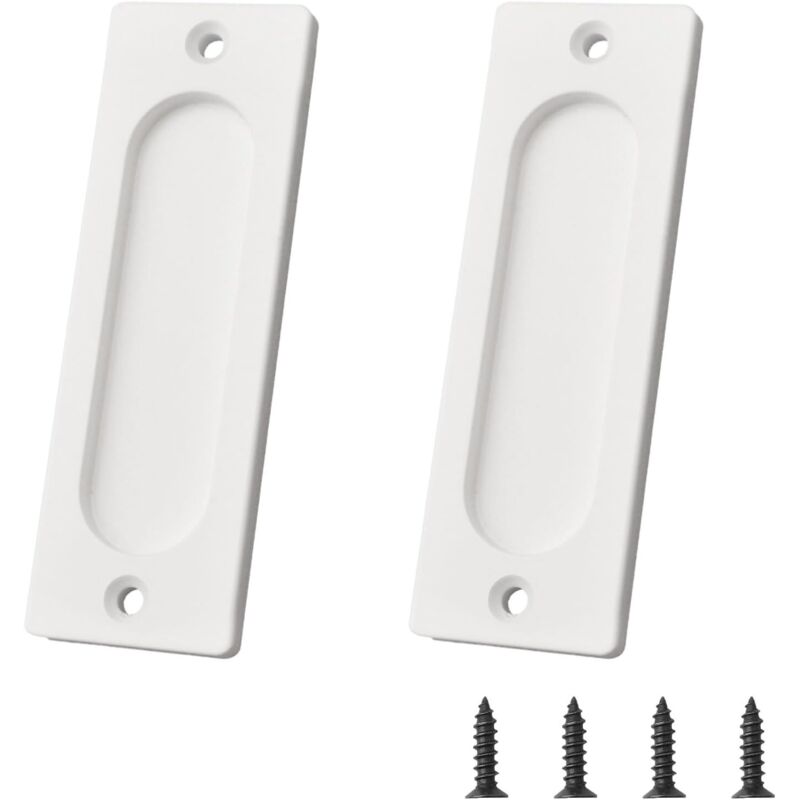 Largeight - jamais UTILISÉ]2 Pack 4 Inch Rectangular Sliding Door Handle Recessed Aluminium Alloy White with Mounting Screws for Sliding Barn Door
