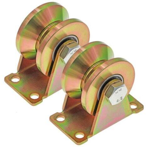 [JAMAIS UTILISÉ]2 Pcs Roue gorge V, roues pour portail coulissant 50mm, roues en acier avec rainure en V, pour portail coulissant,capacité de charge 270kg par roulette