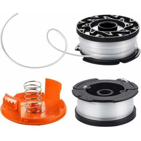 [JAMAIS UTILISÉ]2 Pièces Bobine de Rechange de Tondeuse à Gazon en Nylon Bobine de Fil Debroussailleuse avec 1 Paquet Capuchon 1 Ressort Bobines de Remplacement de Trimmer pour Black Decker AF-100-3ZP