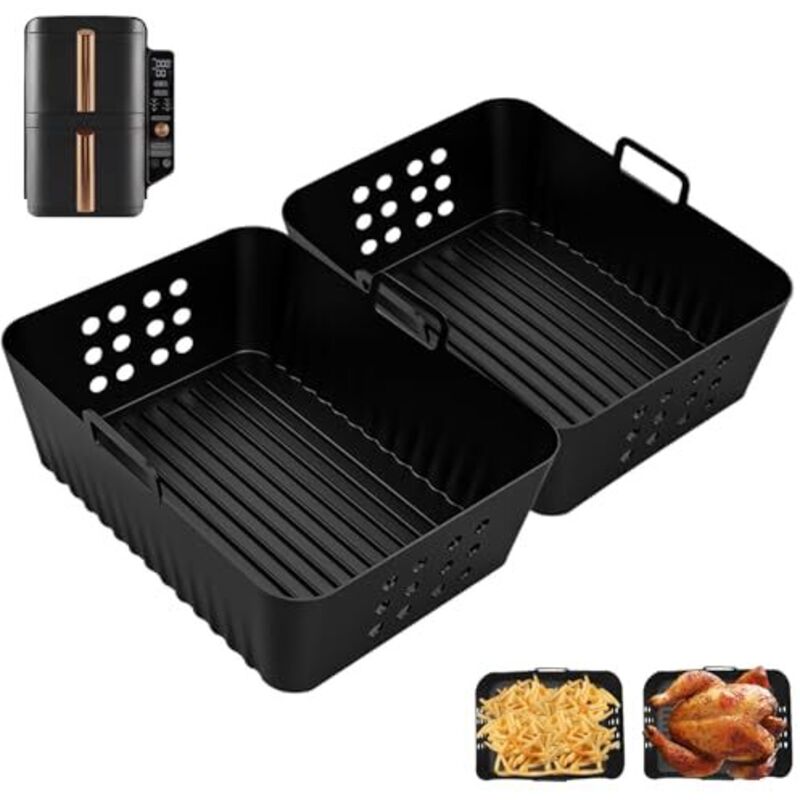 [JAMAIS UTILISÉ]2 pièces Moule Silicone Air Fryer pour Ninja Foodi Dual Zone AF400EU 9.5L, Accessoires Air Fryer pour Ninja Double Stack XL SL400EU,