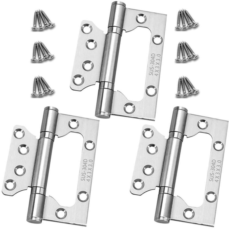 [NUNCA USADO] Bisagras de puerta resistentes de 3 piezas, 100 mm x 36 mm, de acero inoxidable con rodamiento de bolas, para puertas exteriores de