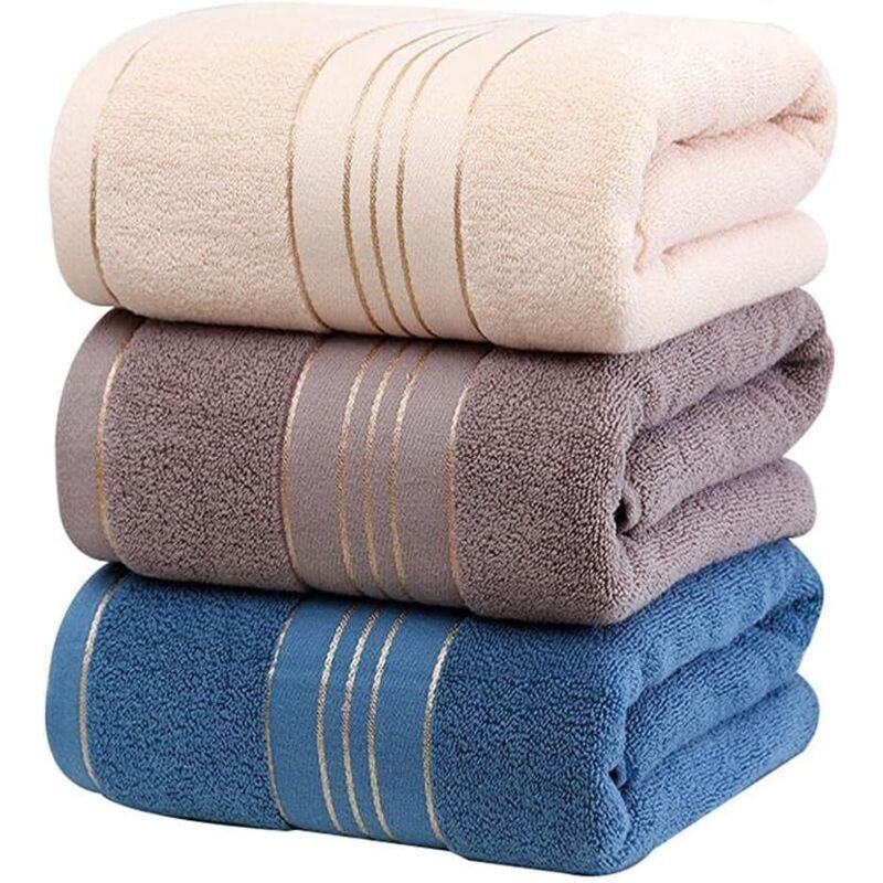 [JAMAIS UTILISÉ]3 Serviette de Bain Drap de Bain en Coton, Douce Luxe et Très Absorbant, pour Douche Natation Salle de Bains Hôtel Voyage (73cm32cm,