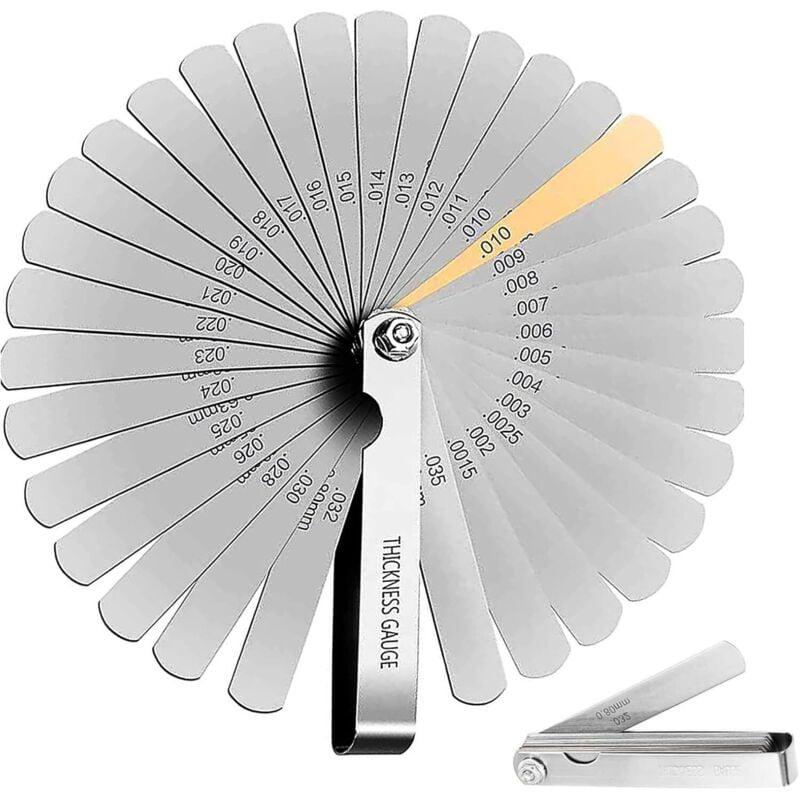 [NUNCA USADO] Calibre de espesores de acero de 32 hojas - Calibre de espesores de acero inoxidable, herramienta de medición métrica e imperial de