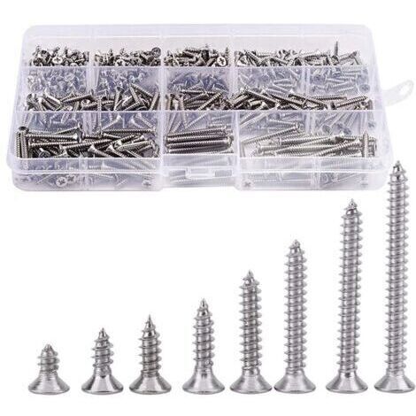 [JAMAIS UTILISÉ]400pcs Vis tte fraise en Acier Inoxydable Vis Tte Plat Cruciformes Vis Bois