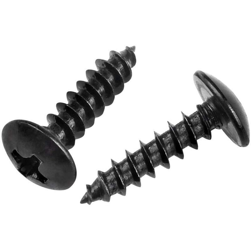 [NUNCA USADO] 50 tornillos autorroscantes para madera de acero al carbono, cabeza de cruz, cabeza redonda, cabeza de hongo, negros, M4 x 25, INHHUB