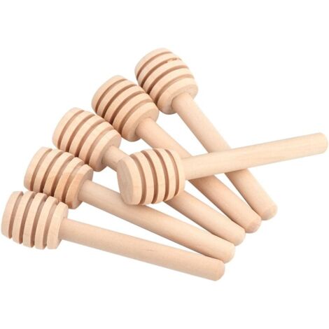 [JAMAIS UTILISÉ]50 x Honey Spoons, Mini Wooden Jam Honey Pots, Dispensing Stirring Rod Stick, for Honey, Syrup, Molasses (Mini 8 cm)