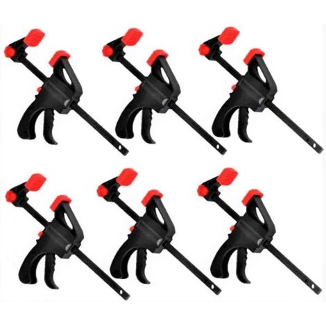 [JAMAIS UTILISÉ]6 Pièces Pinces à Prise Rapide, 4 Pouces Cliquets à Barre à Cliquet Outils de Serrage à Une Main à Serrage Rapide Pour un Serrage Rapide et Facile du Bois