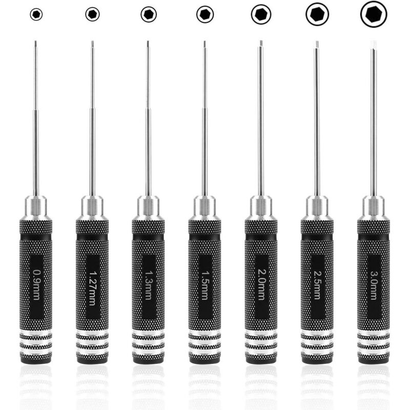 [NUNCA USADO] Kit de 7 destornilladores hexagonales para helicópteros RC (0,9 mm, 1,27 mm, 1,3 mm, 1,5 mm, 2,0 mm, 2,5 mm y 3,0 mm) - INHHUB