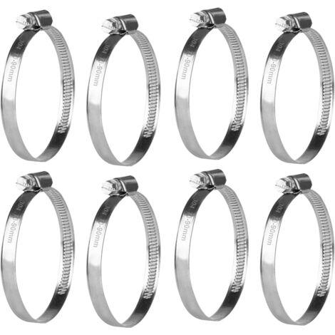[JAMAIS UTILISÉ]8 Pcs Collier de Serrage Tuyau Réglable 70-90 mm, Collier de Serrage en Acier Inoxydable, Colliers de Serrage à Vis Metallique, Boulons Collier Durite pour Tuyaux de Essence Diesel Pis