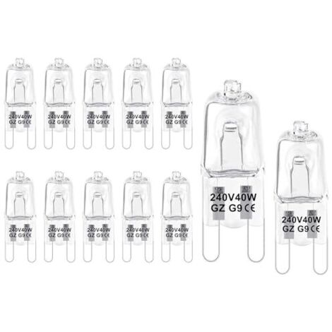 [JAMAIS UTILISÉ]Ampoule Halogene G9 220V 40W, 12 Pièces Ampoule G9 3000K Blanc Chaud, Lampe de Base à Broche Halogène, Gradable, Lampe Halogène G9 pour Lustres en Cristal, Micro-ondes Cuisinière Plafo