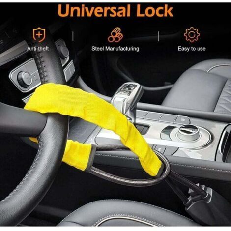 [JAMAIS UTILISÉ]Antivol de volant universel pour voiture, compatible avec camping-cars, camions, SUV et poids lourds, 2 clés (jaune)