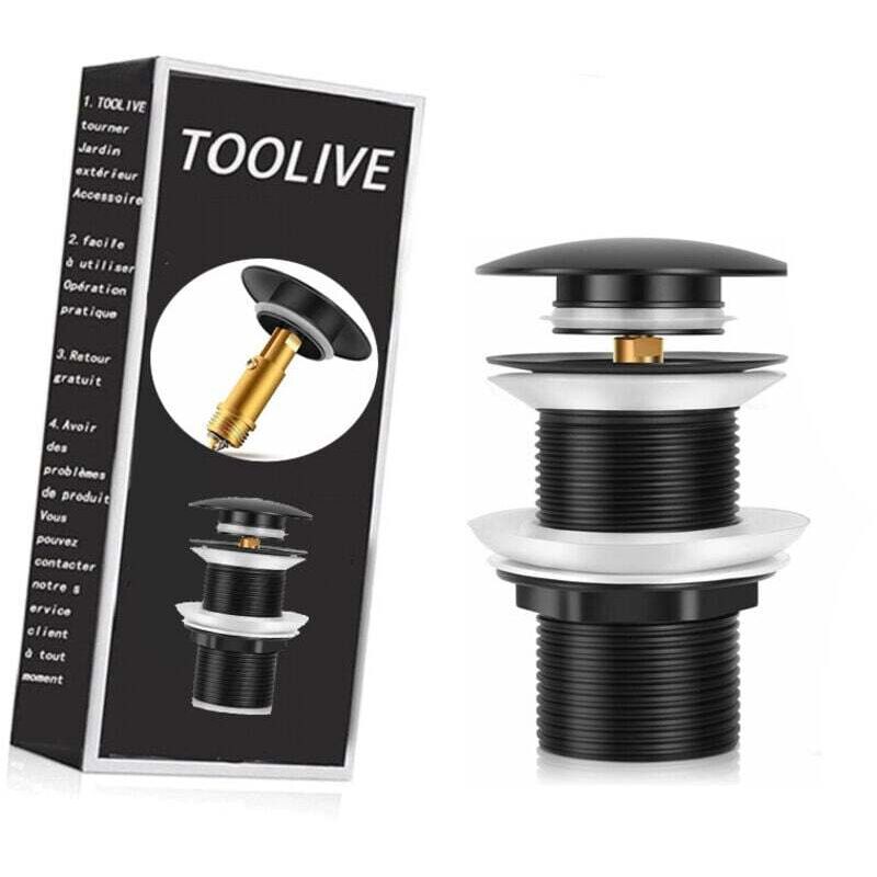 Dpzo - jamais UTILISÉ]Bonde de lavabo noire universelle sans trop-plein, pop-up automatique pour vasque à poser.