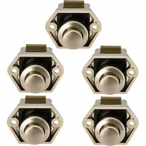 [JAMAIS UTILISÉ]Bouton Poussoir Camping Car - Loquet Serrure Bouton Fermeture Porte Placard pour RV Caravane de Moteur 5 pièces (Nickel)