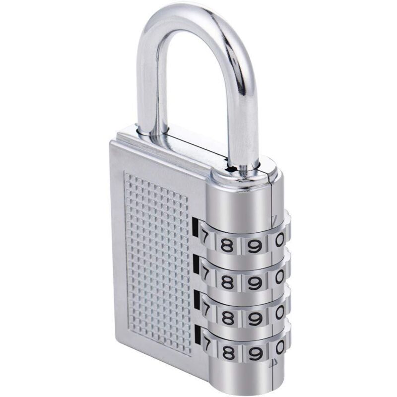 [NUNCA USADO] Candado de combinación de 4 dígitos con forma de bolso, acabado pintado (plata) - INHHUB