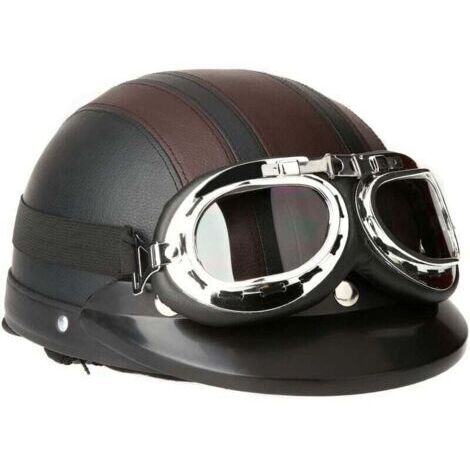 [JAMAIS UTILISÉ]Casque de Moto Scooter Vespa, Casque Coupe-vent D'hiver avec Visière UV Lunettes Retro Style de Vintage 54-60cm (KKmoon Casque de Moto Scooter Vespa, Casque Coupe-vent D'hiver avec Vis
